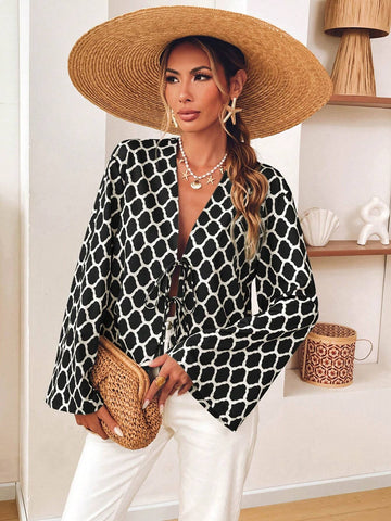 VCAY Women's Holiday Loose-Fitting Regular Simple Daily Wear Long Sleeve Shirt, Fall Women Clothes