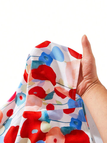 VCAY Women's Loose Floral Printed Long Sleeve Casual Shirt, Spring/Summer