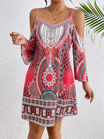 Women's Off Shoulder Floral Print Dress