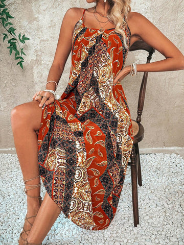 Women's Peaslee Pattern U-Neck Vacation Cami Dress