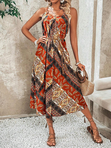 Women's Peaslee Pattern U-Neck Vacation Cami Dress
