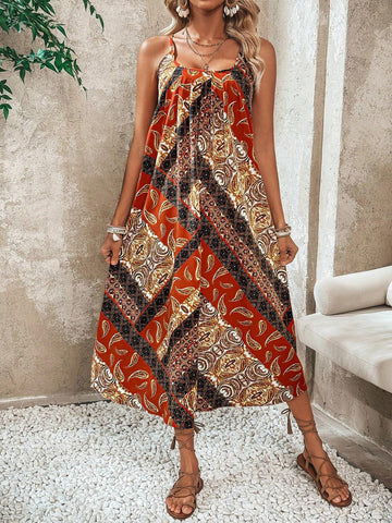 Women's Peaslee Pattern U-Neck Vacation Cami Dress