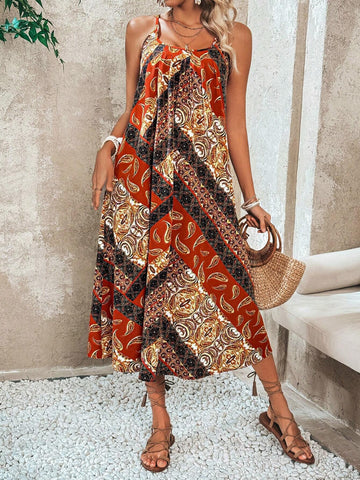 Women's Peaslee Pattern U-Neck Vacation Cami Dress