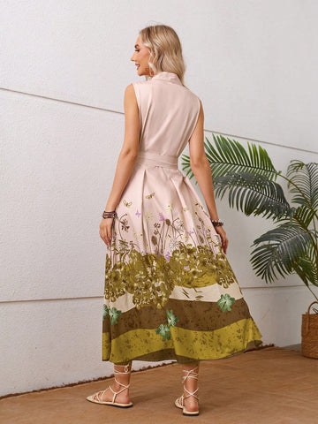 Women's Printed Sleeveless Maxi Dress