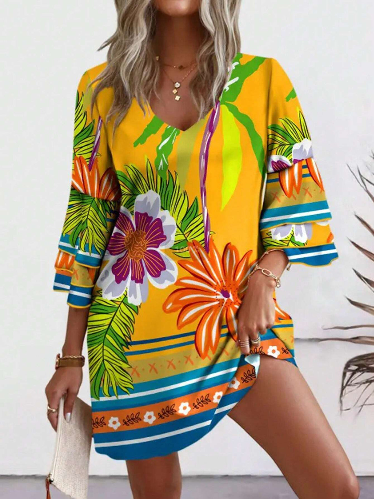 Women's Random Colorful Printed Simple Daily Dress