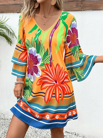 Women's Random Colorful Printed Simple Daily Dress