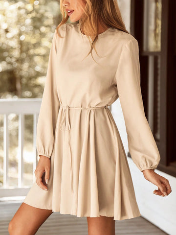 Women's Round Neck A-Line Casual Vacation Dress, Autumn/Winter