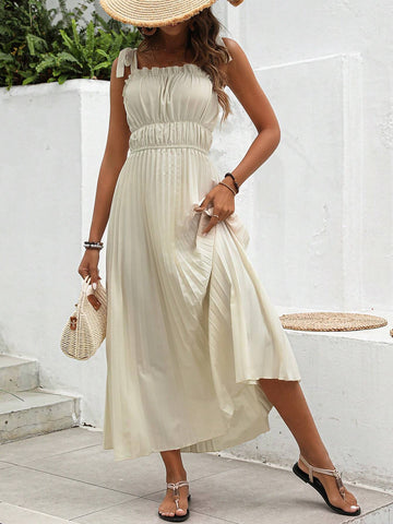 Women's Ruffle Hem Spaghetti Strap Dress With Flounce