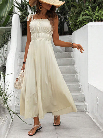 Women's Ruffle Hem Spaghetti Strap Dress With Flounce