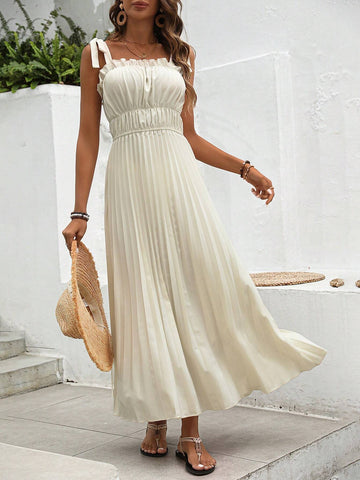 Women's Ruffle Hem Spaghetti Strap Dress With Flounce