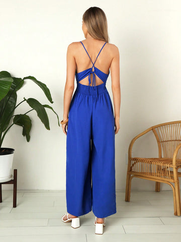 Women's Sexy Backless Halter Strap Romper For Summer Beach Vacation