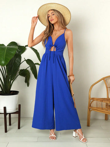 Women's Sexy Backless Halter Strap Romper For Summer Beach Vacation