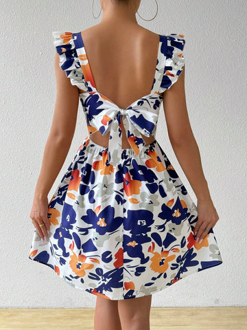 Women's Simple Backless Daily Random Printed Dress