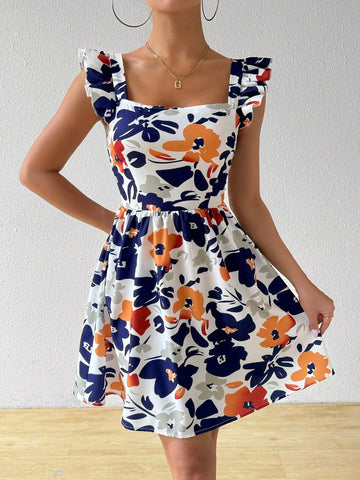 Women's Simple Backless Daily Random Printed Dress