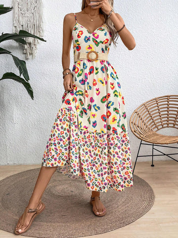 Women's Simple Daily Printed Camisole Dress (Random Pattern