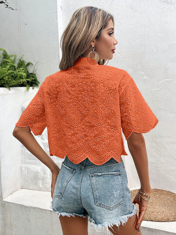 VCAY Women's Simple Short Sleeve Summer Shirt For Daily Wear