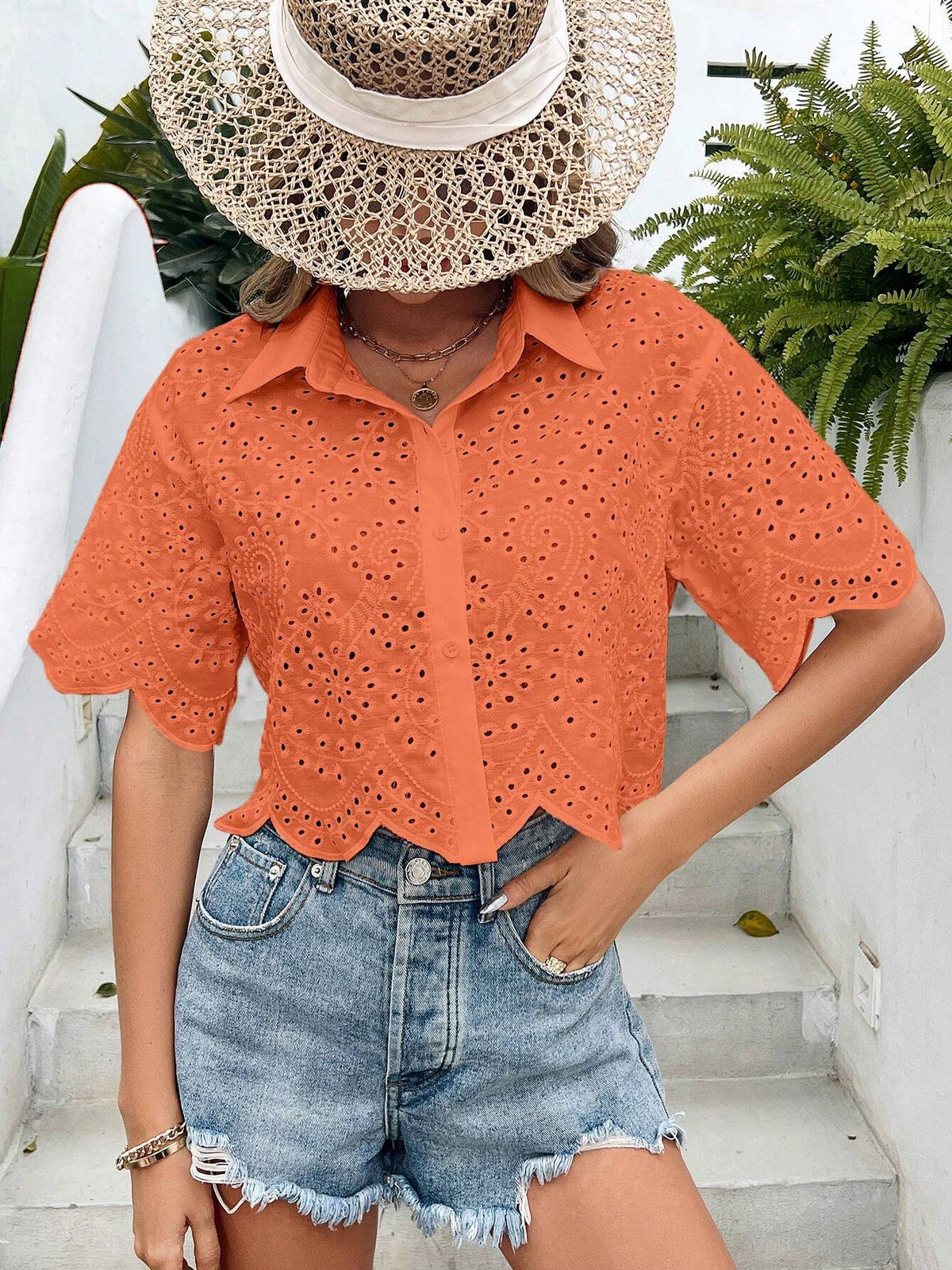 VCAY Women's Simple Short Sleeve Summer Shirt For Daily Wear