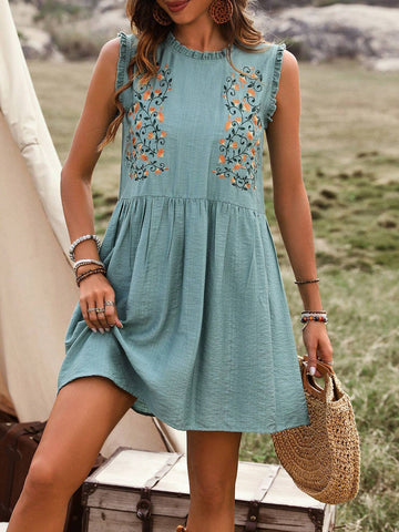 Women's Sleeveless Dress With Floral Print
