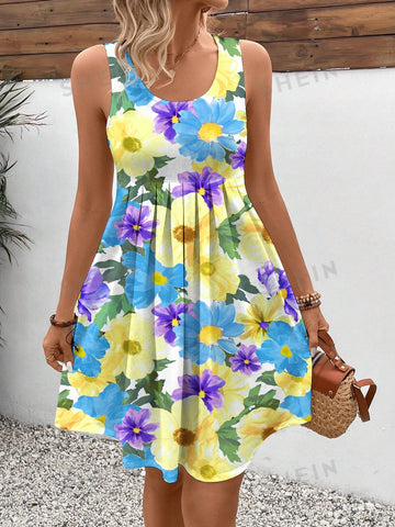 Women's Sleeveless Floral Print Dress