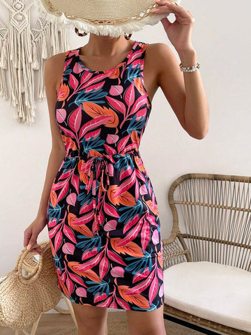 Women's Sleeveless Floral Print Maxi Dress, Perfect For Summer