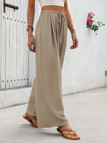 VCAY Women's Solid Color Simple Daily Casual Long Pants