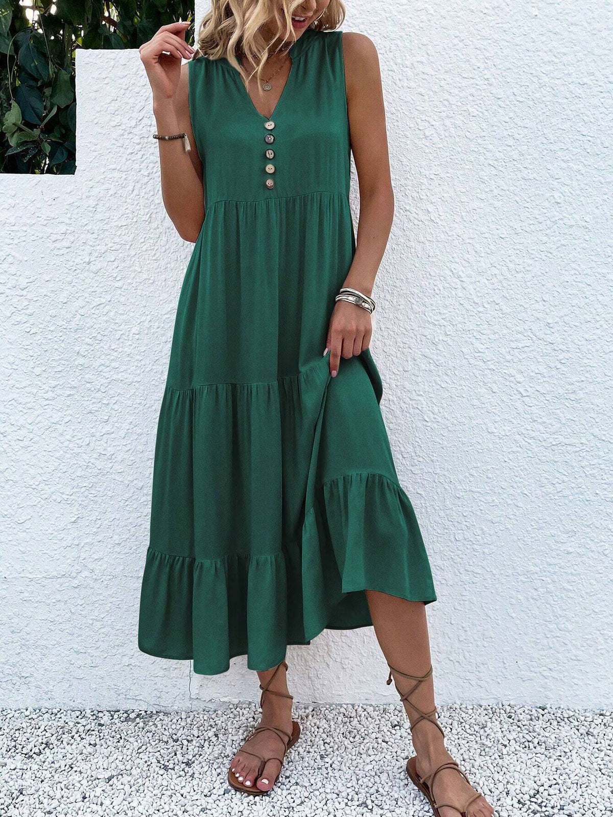 Women's Solid Color Simple Sleeveless Casual Dress