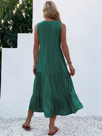 Women's Solid Color Simple Sleeveless Casual Dress