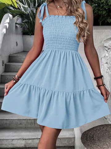 Women's Solid Color Suspender Dress