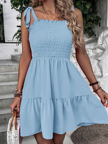 Women's Solid Color Suspender Dress