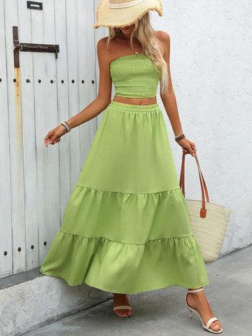 Women's Solid Color Two-Piece Set For Vacation