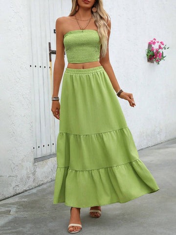Women's Solid Color Two-Piece Set For Vacation