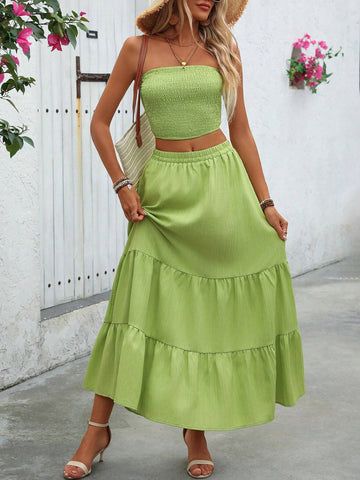 Women's Solid Color Two-Piece Set For Vacation