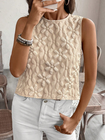 VCAY Women's Summer Sleeveless Textured Casual Vacation Shirt