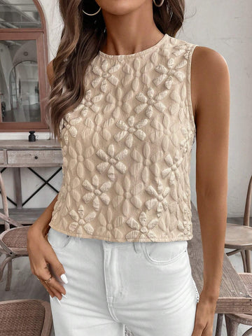 VCAY Women's Summer Sleeveless Textured Casual Vacation Shirt