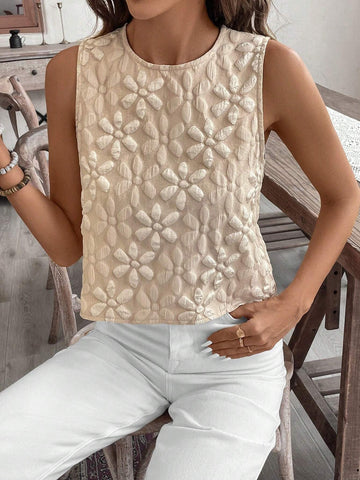 VCAY Women's Summer Sleeveless Textured Casual Vacation Shirt