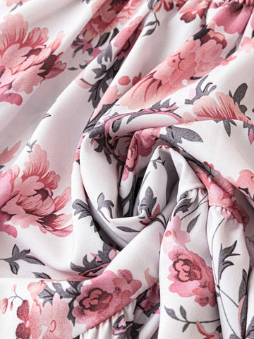 Women's Summer Vacation Floral Print Shirred Dress