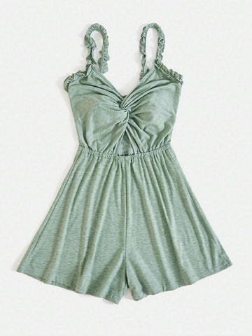 Women's Vacation Front Twist, Ear Edge, Suspender Jumpsuit