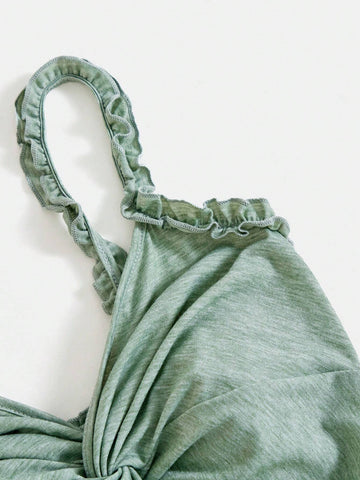 Women's Vacation Front Twist, Ear Edge, Suspender Jumpsuit