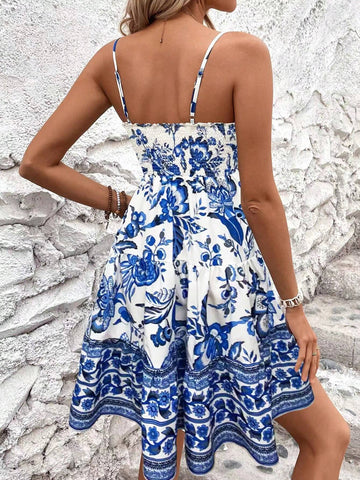 Women's Vintage Style Printed Simple Daily Strappy Dress