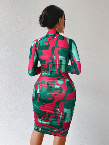 Fashionable Printed Casual Dress, Minimalist & Stylish For Everyday Wear