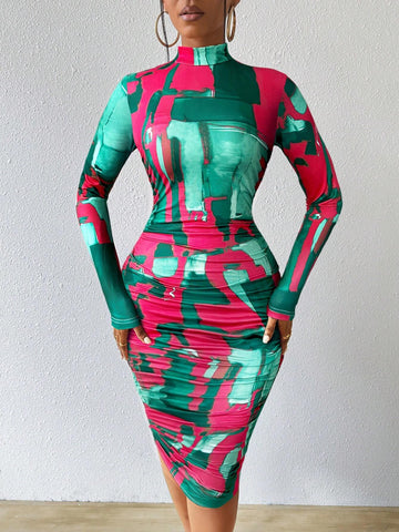 Fashionable Printed Casual Dress, Minimalist & Stylish For Everyday Wear