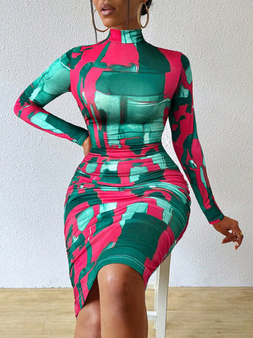 Fashionable Printed Casual Dress, Minimalist & Stylish For Everyday Wear