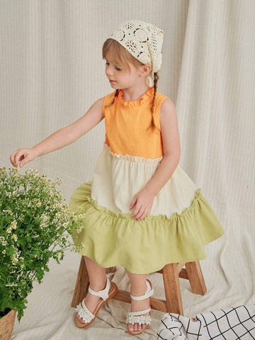 Vintaside Kids Little Girls' Patchwork Colorful Garden Style Casual Dress