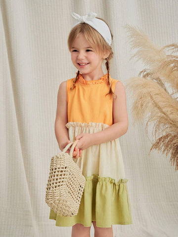 Vintaside Kids Little Girls' Patchwork Colorful Garden Style Casual Dress