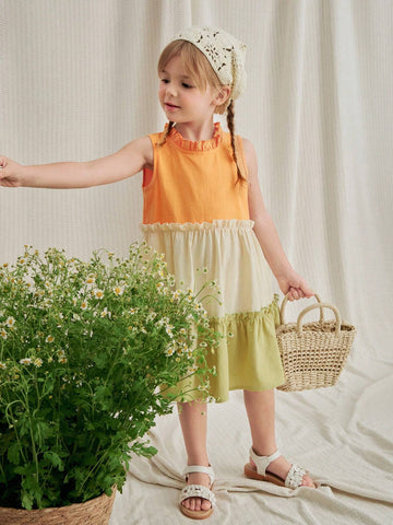 Vintaside Kids Little Girls' Patchwork Colorful Garden Style Casual Dress
