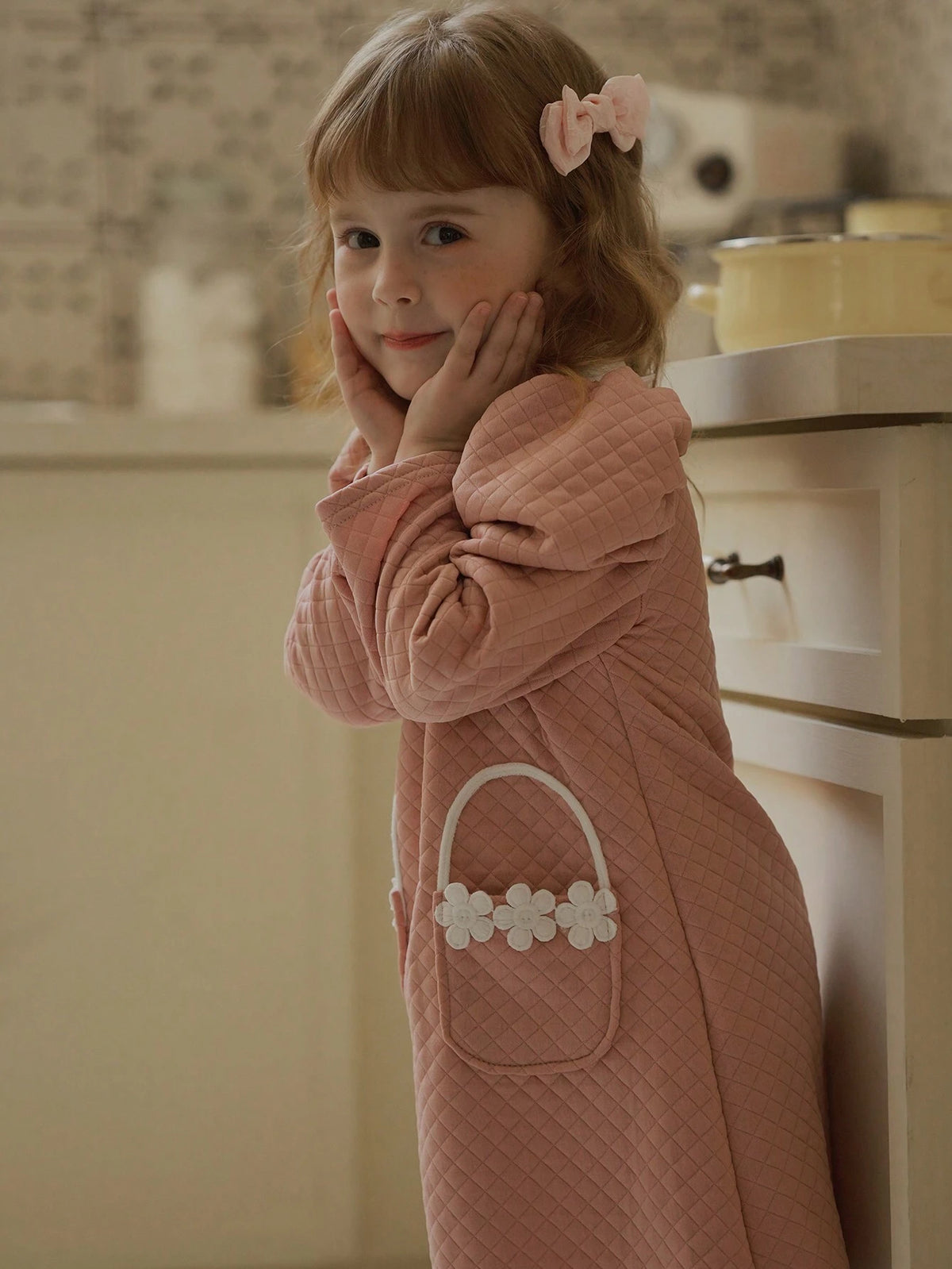 Vintaside Kids Toddler Girls' Sweet Gradient Mauve Pink Butterfly Puff Sleeves Mesh Patchwork Princess Dress