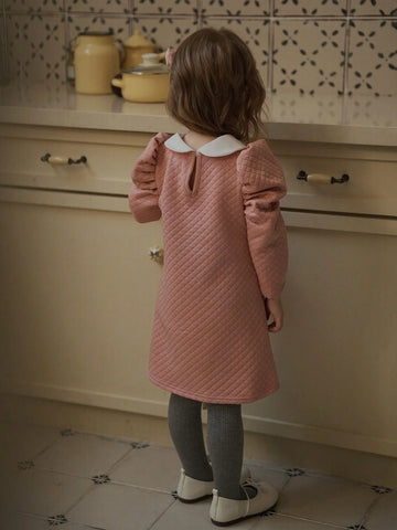 Vintaside Kids Toddler Girls' Sweet Gradient Mauve Pink Butterfly Puff Sleeves Mesh Patchwork Princess Dress