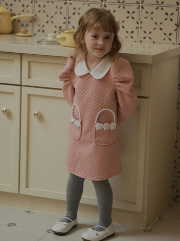 Vintaside Kids Toddler Girls' Sweet Gradient Mauve Pink Butterfly Puff Sleeves Mesh Patchwork Princess Dress