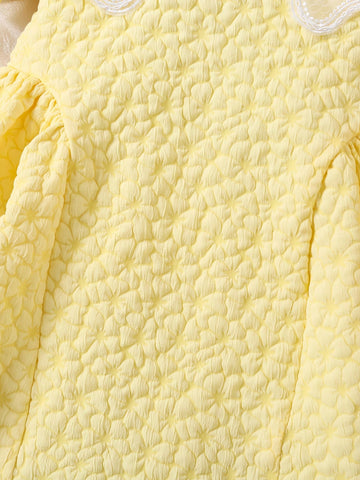 Young Girl Casual Simple Fashion Short Sleeve Dress, Everyday Wear