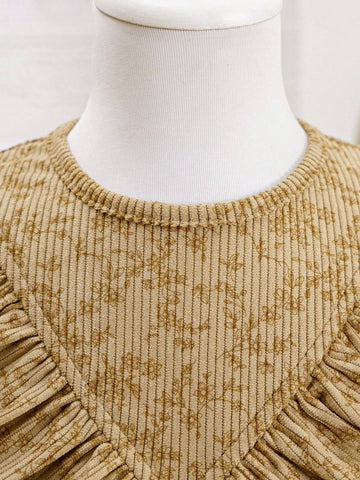 Young Girl' Fashionable Casual Basic Sweet Elegant Corduroy Floral Fabric 3D Warm Comfortable Cozy Vivid Suitable For Party, Gathering, Outing, Shopping, Vacation, Daily Wear, Spring, Autumn, Winter, Sweet Sweetheart Fitted Long Sleeve Dress